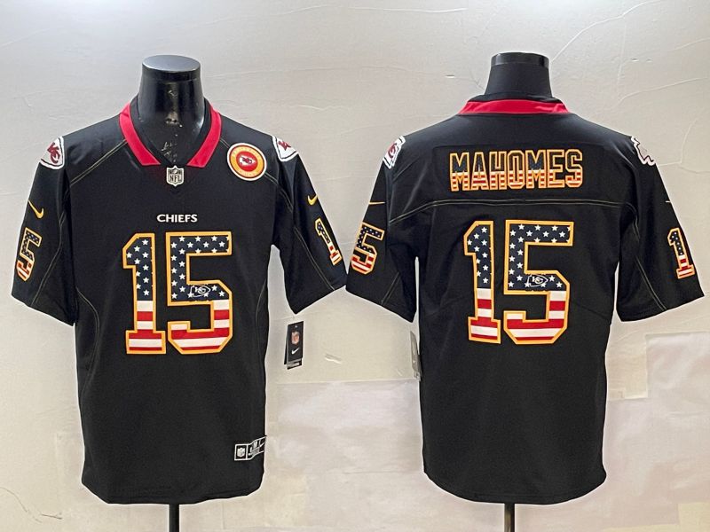 Men Kansas City Chiefs #15 Mahomes Black National Flag 2025 Nike Limited NFL Jersey style 2113